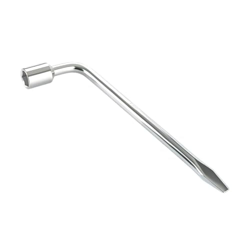 19mm Car Spare Tire Lug Wrench, L-Type Heavy Duty Steel Tire Replacement Tool with Hexagon Socket and Slotted End, Universal Motorcycle Car Emergency Repair Wrench for Jack& Maintenance(19MM) - size: 19MM