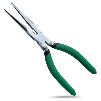 Long Nose Pliers 8" Needle Nose Pliers Straight Needle Nose | Wrench Handed Needle Nose Plier Tool Multi Functional Sharp Angle Pliers Tapered Jaw for Working in Automobile Maintenance - style: Needle Nose Pliers