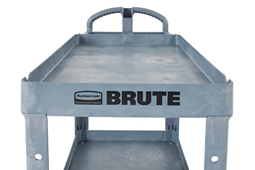 Rubbermaid Commercial Products BRUTE Heavy Duty 2-Shelf Utility/Service Cart, Large, Lipped Shelves, Ergonomic Handle, 750 lbs. Capacity, Black, for Warehouse/Garage/Cleaning/Maintenance/Stadiums - color: Gray, size: Large, style: 2-Shelf