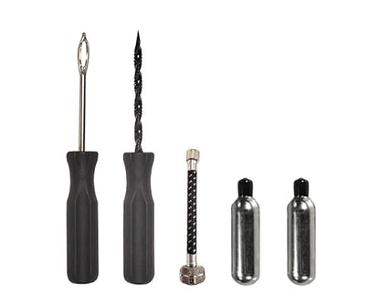 Stop & Go 8065 12 Piece Tubeless Tire Repair Kit with Rope Plugs and CO2 Inflation for Punctures and Flats on ATV, Golf Cart, Mower, & Utility Vehicle (5 Plugs)