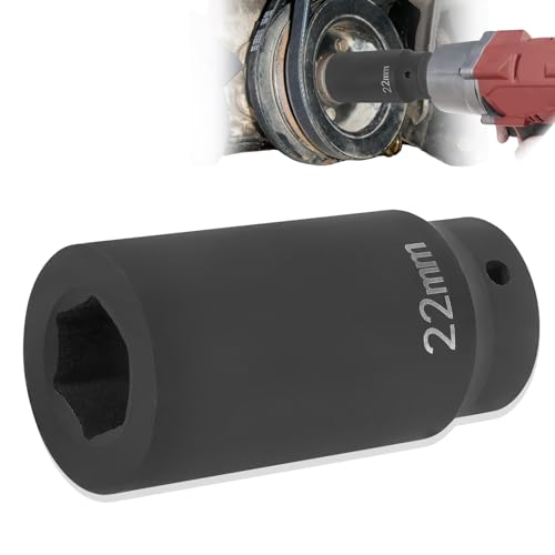 Sunluway 22mm Harmonic Balancer Socket Tool for Toyota Lexus Dodge Jeep and Ford, Deep Counter-weighted Socket, 3 Times Momentum Power of Standard Impact Socket - size: 22mm