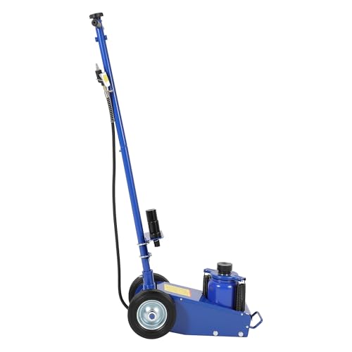 35 Ton Air Hydraulic Floor Jack for Heavy Duty Trucks & Tractors – 77,000 LBS Capacity, Low Profile (10"-21.19"), 4 Adapters (10/25/60/100mm), 46" Adjustable Handle – Dual Power (Air/Hydraulic) - color: Blue, size: 35 Ton
