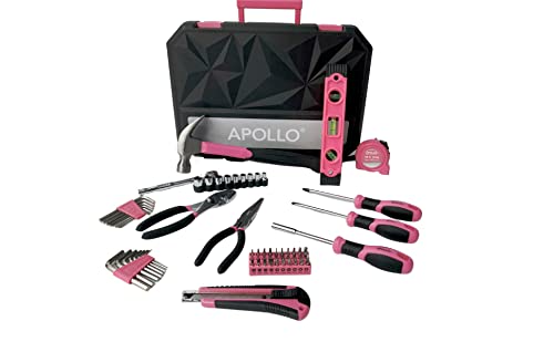 Apollo Tools 65 Piece Essential Tool Set with Sockets and Most-Used Tools for Do it Yourself Repairs and Maintenance Pink Ribbon - Pink - DT0001P - color: Pink, size: 65-Piece