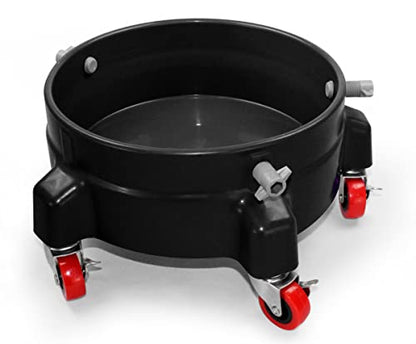 Heavy Duty Car Wash Bucket Dolly with 360° Swivel Casters | Fits 3.5–7 Gallon Buckets | 300 lb Capacity | Soap Holder | Rolling Pail Stand for Auto Detailing |Black - color: Black