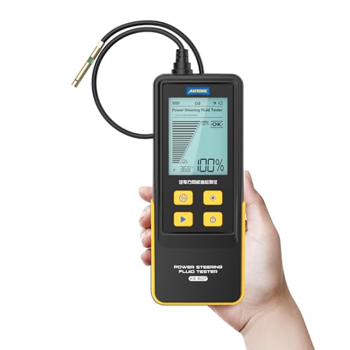 AUTOOL AS507 Power Steering Fluid Tester, Light Transmittance Oil Quality Tester, Power Steering Oil Aging & Contamination Detector with LCD Display for Automotive Maintenance