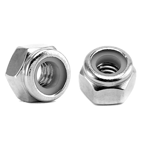 1/4-20 Nylon Insert Hex Lock Nuts 100Pcs 304 Stainless Steel Locknuts, Hex Drive, Bright Finish, by SG TZH - size: 1/4-20