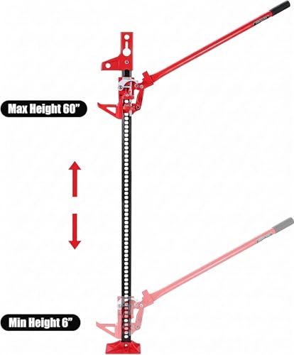 Garvee High Lift Farm Jack 60", 3.2 Ton (7000 Lb) Heavy Duty Ratcheting Off-Road Lifting Equipment with Triangular Head, Multi-Purpose Utility Bumper Lifter for Car, Truck, SUV, ATV, 4x4 & Farm Use - size: 60 Inch, style: Triangular-7000lb