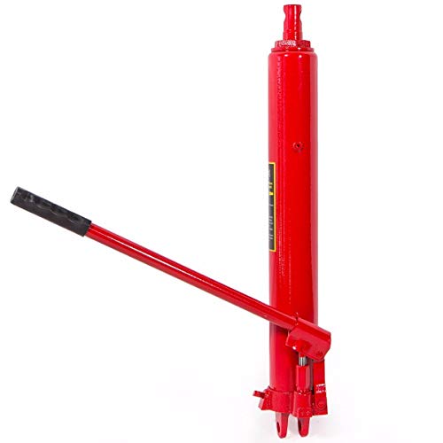 XtremepowerUS 8 Ton Hydraulic Long Ram Jack Replacement Engine Hoist Cylinder with Clevis Base, Heavy-Duty Welded Steel, Manual Pump Operation - size: 8 Ton (Single Pump)