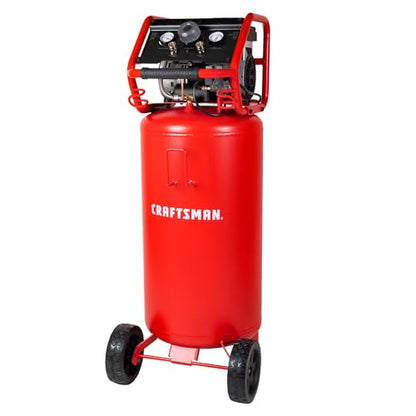 Craftsman Air Compressor，26 Gallon Portable Air Compressor 1.8HP 5.0 CFM@90PSI Oil Free Induction Motor, Max 150 PSI Pressure Powerful High Capacity 1000H Long Life Cycle, Red,CMXECXA3332643