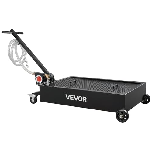 VEVOR Low Profile Oil Drain Pan, 15 Gallon Capacity, Rolling Oil Drain Pan with Electric Pump & 7.2 ft Hose, Leak-Proof & Corrosion-Resistant, Fit for Cars, SUVs, Trucks, Motorcycles, ATVs, Metal - size: 41.34 x 24.61 x 25.98 in