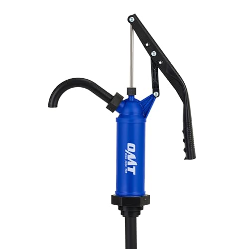 Orion Motor Tech 55 Gallon Drum Pump, for Transfer of Chemicals, Acidic Solutions, Fuels, Water Based Fluids, Fits 5 to 55 Gallon Drums & Barrels, Lever Action Barrel Pump, with 3 Suction Tube - color: Blue Lever Action Reinforced PP Pump