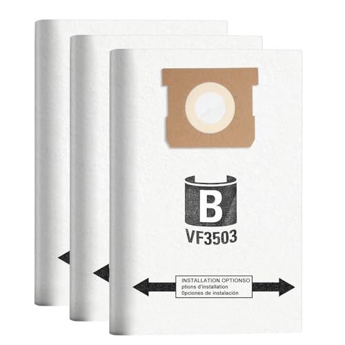 3pcs VF3503 Vacuum Bags Compatible with Ridgid 5 to 10 Gallon Wet/Dry Vacs | for Ridgid Shop Vac bags 6-9 Gallon, for Ridgid VF3503 Shop Vac Bags, Size B VF3503 Sturdy Double Layer Vac Filter Bags - size: V3503