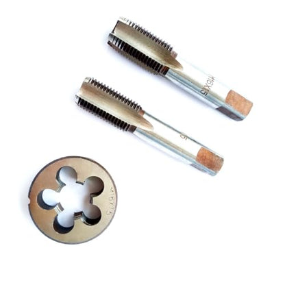 AtticZone M16 x 1.5 Metric Hand Thread Tap and Die Set, Right Hand 16 * 1.5, Alloy Tool Steel, 1 Taper Tap, 1 Plug Tap, 1 Round Die for Metal Working DIY Industrial - size: M16x1.5