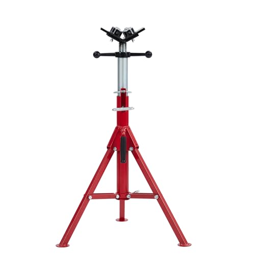 Folding Pipe Stand with 4-Ball Transfer V-Head, 28-52 Inch, 2500 Lbs | Heavy Duty Steel, Adjustable Height, Portable for Welding & Pipe Work - size: 28"-52" 4-Ball