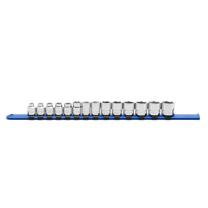 CASOMAN 14 Piece 3/8" Drive 6 Point Stubby Socket Set, Metric, Mirror Chrome Finish, 6,7,8,9,10,11,12,13,14,15,16,17,18,19mm - size: 3/8"Dr., Nano, 6.0 to 19.0mm