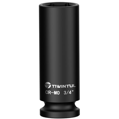 3/4" Deep Impact Socket 1/2 Inch Drive for Hub Nuts & Wheel Bearings | CR-MO Steel Impact Socket, 3.07" Length, 6 Point Design, SAE Socket for Automotive and Agricultural Equipment Maintenance - size: 3/4" (Deep)