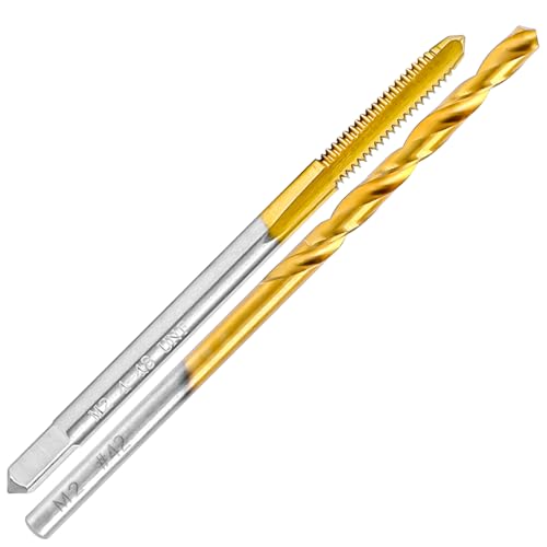 4-48 UNF Tap and #42 Drill Bit Kit for Metal,M2 HSS Drill and Tap Set | Combination of Drill and Tap Kit for Metal - size: 4-48 UNF Tap - #42 Drill