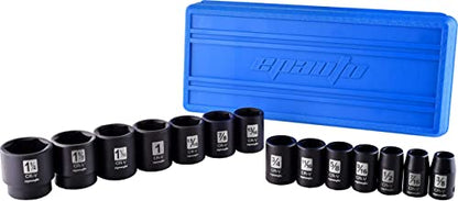 EPAuto 1/2-Inch Drive SAE Shallow Impact Socket Set, CRV, 6-Point 14 Sockets - style: SAE - Shallow