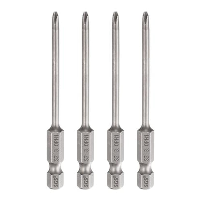 HARFINGTON 4pcs #1 Phillips Screwdriver Bit PH1 1/4" Hex Shank 3" (75mm) Long 0.12" Rod Magnetic Cross Head Drill Bits S2 Steel Industrial Screw Driver for Electric Power Tools, Gray - size: PH1 x 3" x 0.12"
