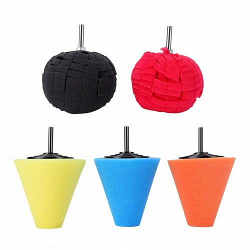 5PCS Polishing Cones, car Wheel Drill bit Sponge pad Set, car polishing Machine Set Compatible with Standard Household Electric Drill.