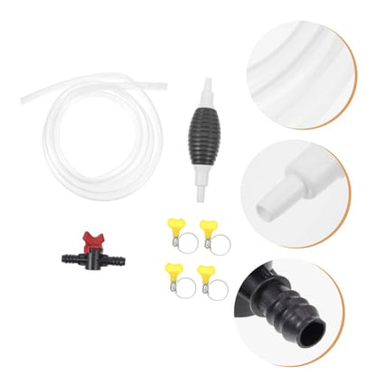 Manual Fuel Transfer Pump with Hose Hand Siphon Device for Cars Motorcycles and Fish Tanks Portable Oil Absorber Kit with Air Bulb and Clamps for Easy Manual Liquid Transfer