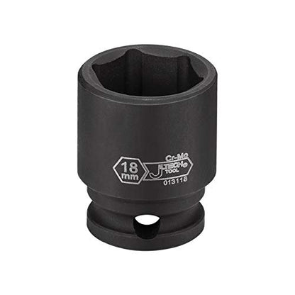 Jetech 3/8 Inch Drive 18mm Standard Impact Socket, Made with Chrome Molybdenum Alloy Steel, Heat Treated, 6-Point Design, Metric - size: 18mm