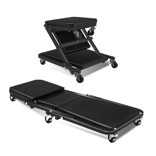 Foldable Z Creeper 2 in 1 Rolling Seat for Garage Shop Auto Repair | 36 inch Black Automotive Creeper for Workshop Warehouse 330LBS Capacity - style: 36inch-Black