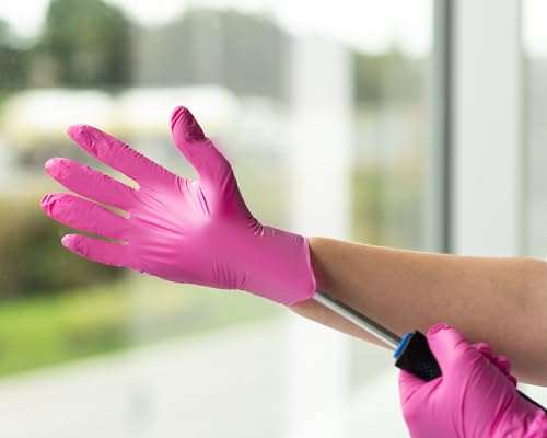 FRAMAR Pink Gloves Disposable Latex Free, Pink Nitrile Gloves Medium, Salon | Latex Free Glove Medium, Guantes De Nitrilo, For Hair Dye, Cleaning, Tattoo, Food Prep, Powder Free, 100 Pack - size: Medium, 100 Count (Pack of 1)