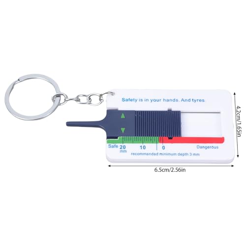 Professional Tire Treads Depth Gauges 0 to 20mm Slider Tool with Keychains Attachment ABS for Auto Motorcycle Maintenanc