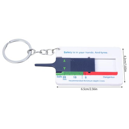 Professional Tire Treads Depth Gauges 0 to 20mm Slider Tool with Keychains Attachment ABS for Auto Motorcycle Maintenanc