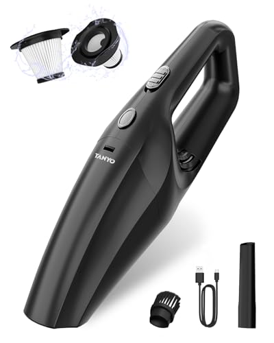 TANYO Handheld Car Vacuum Cordless, 8000PA High Power, for Car Home Office | Powerful Suction, 0.36kg Ultra-Light, 3-4H Fast Charge, 20min Runtime, 12V Car Charger, 2 HEPA, Pet & Dust