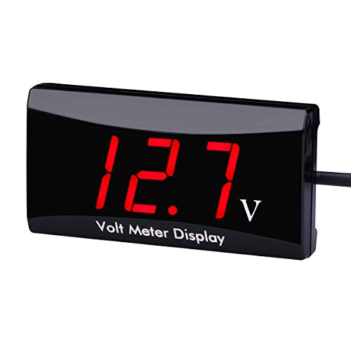 DC 12V Car Digital Voltmeter - AIMILAR LED Display Voltage Volt Meter Gauge for Car Motorcycle (Red) - color: Red