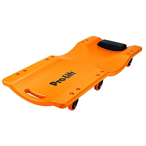 Pro-Lift Mechanic Plastic Creeper 36 Inch - Blow Molded Ergonomic HDPE Body with Padded Headrest - 300 Lbs Capacity Orange - color: Orange