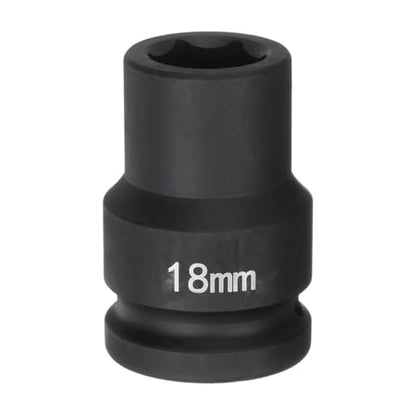 HARFINGTON 6-Point Impact Socket 3/4" Drive 18mm Metric 40Cr Alloy Steel Spindle Axle Nut Impact Socket - size: 18mm