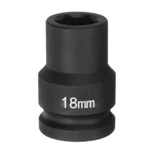 HARFINGTON 6-Point Impact Socket 3/4" Drive 18mm Metric 40Cr Alloy Steel Spindle Axle Nut Impact Socket - size: 18mm