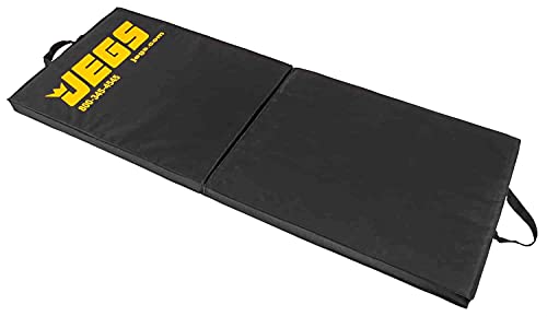 JEGS Foldable Pit Mat - 48" x 18" Unfolded Work Pad, 24" x 18" Folded Mechanics Pad - 1.5" Thick Foam Padding, Heavy-Duty Stain & Tear Resistant Fabric, Built-in Carry Handle, Black Mechanic Mat