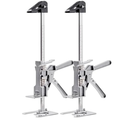 VEVOR Labor Saving Arm Jack, 2 PCS 220 lbs Bearing Capacity, Lifting up to 7.1", Metal Hand Lifting Jack Tool with Magnetic Level, Adjustable Height, for Door, Window, Furniture, Woodworking, Silver - size: L-12inch