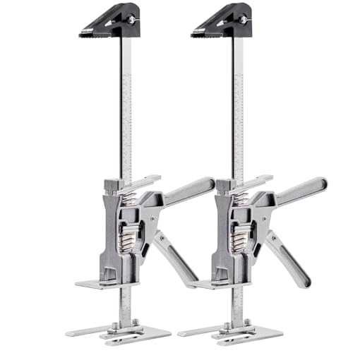 VEVOR Labor Saving Arm Jack, 2 PCS 220 lbs Bearing Capacity, Lifting up to 7.1", Metal Hand Lifting Jack Tool with Magnetic Level, Adjustable Height, for Door, Window, Furniture, Woodworking, Silver - size: L-12inch
