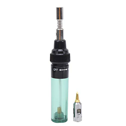 Fafeicy MT-100 8ml Gas Soldering Pen, Cordless Butane Soldering Iron with Adjustable Temperature 1300 Flame for Welding Electronics Jewelry Circuit Boards (Transparent Green)