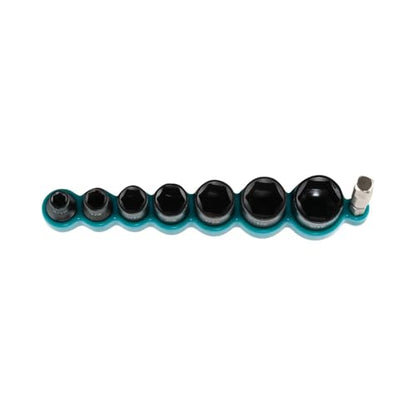 Makita E-01703 Impact XPS™ 8 Pc. 1/4" Drive 6-Point SAE Impact Socket Set w/Standard Socket Adapter | 6-Point Openings | Forged Steel Build | Laser-Etched Sizes | Black Oxide Finish | Standard Socket Adapter Included - style: SAE