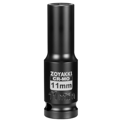 1/2" Drive 11mm Deep 6 Pt CR-MO Metric Impact Socket for Axle Nuts - size: 11mm, style: 1/2" Drive Deep