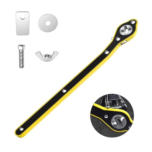 Auto Labor-Saving Jack Ratchet Wrench with Long Handle for Scissor Jack, Lug Wrench for Tire Jack, Car Jack Wrench Positive and Reversal Knob Design For Travel/Truck/SUV/Vans