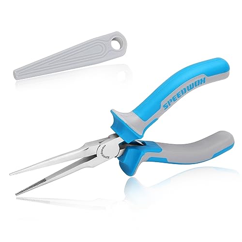 SPEEDWOX Fine Tips Needle Nose Pliers With Serrated Jaw Precision Jaw | Jewelry Making Tools, Long Nose Fishing Pliers, Serrated Jaw, With Protective Cover, For Wire Looping Beading - style: Upgrade Fine Tips Needle Nose