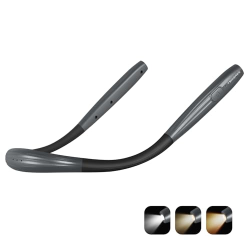 Upgraded LED Neck Reading Light, Book Light, Rechargeable, 3 Colors & 3 Brightness Adjustable, Auto-Off Timer, Neck Light for Reading in Bed, Long Lasting, Perfect for Repairing, Knitting. - color: Phantom Gray