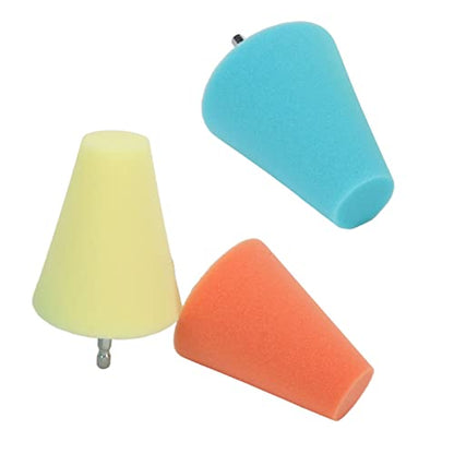 Polishing Cone, 3 PCS Sponge Buffing Car Wheel Hub Drill Buffing Sponge Pads Kit Sponge Polishing Wheel Tool Wheel Care Tool for Cars Boats Motorcycles﻿
