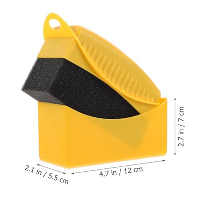 UKCOCO 2pcs Car Tire Waxing Brush with Lid Auto Polishing Sponge Applicator Pads for Wheel Cleaning and Tire Shine Sturdy Yellow Sponge Set for Car Detailing
