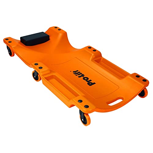 Pro Lift Mechanic Plastic Creeper 40 Inch - Blow Molded Ergonomic HDPE Body with Padded Headrest & Dual Tool Trays - 350 Lbs Capacity Orange - color: Orange