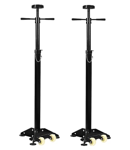 2PACK Underhoist Support Stand, 3/4 Ton Jack Stand, Under Hoist Stand for Vehicle Lifting & Support, 1655Lbs Capacity, Lifting from 38.4 to 75.4Inch, - color: Black | Triangular Base
