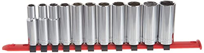 CRAFTSMAN Socket Set, Metric, 3/8" Drive, 6 Pt., 11Piece (CMMT12045) - size: 3/8" in, style: Metric