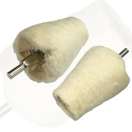 5PCS Cone-Shaped White Flannelette Buffing Wheel for Drill, Buffing Pad Cotton Polishing Wheel with 1/4" Handle, Wheel Shaped Polishing Tool for Metal Aluminum, Stainless Steel, Chrome, Jewelry, Wood